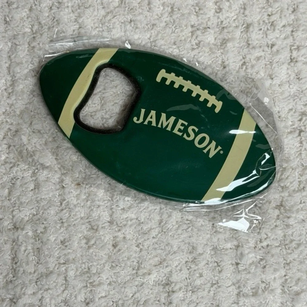 Jameson Irish Whiskey Football Shaped Bottle Opener Green Tailgate Bar Tool